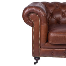 Cristy Chesterfield Aged Cowhide Leather Armchair